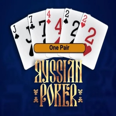Russian Poker slot logo by OneTouch Games at Spinjoys Casino